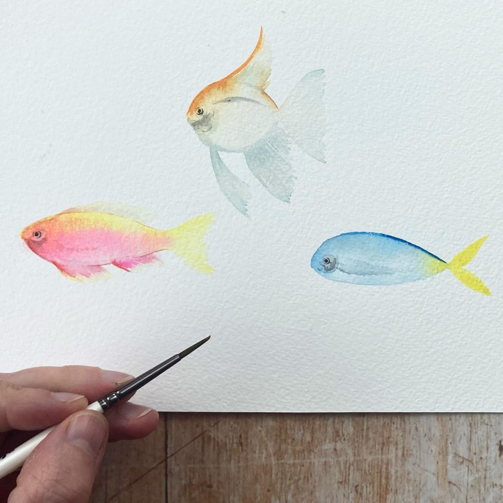 tutorial watercolour tropical fish