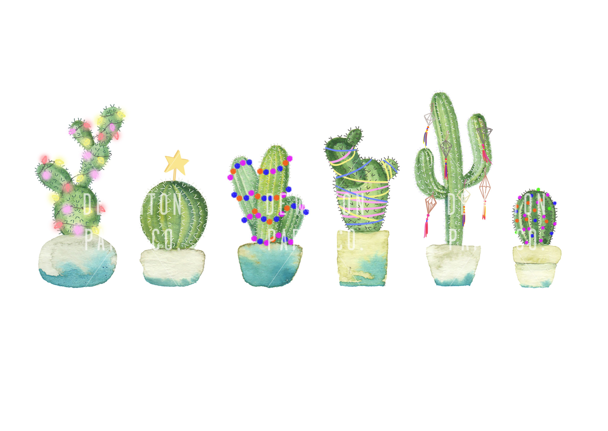 Paint your own Christmas Cactus Watercolour Tutorial PDF, catcus tutorial, watercolour tutorial, pdf, digital download, cacti tutorial