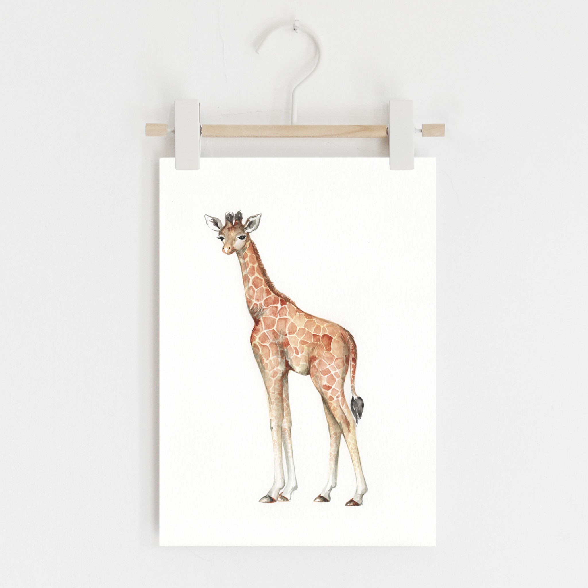 watercolour safari prints, nursery safari prints, nursery wildlife prints, wildlife art work, giraffe print, safari decor,