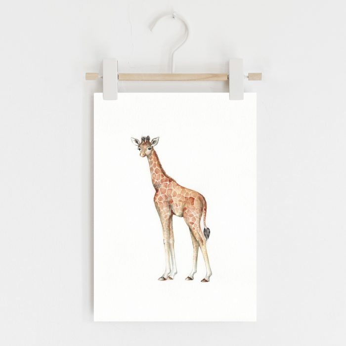Nursery Safari Print Giraffe, safari themed animal art work UK