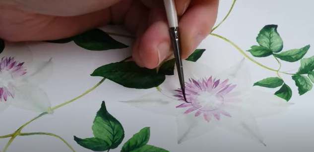 painting detailed clematis 