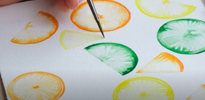 painting citrus fruit