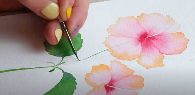 painting hibiscus flower leaves 