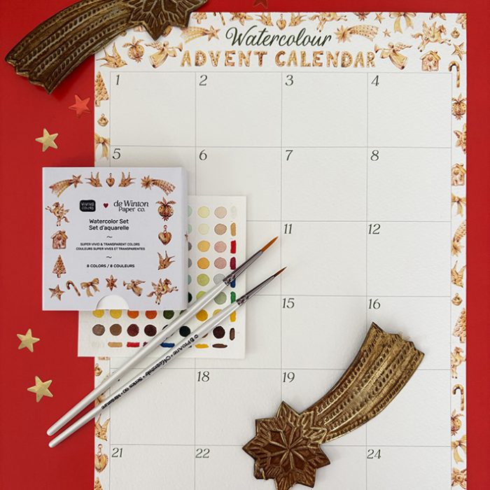 Watercolor Advent Calendar Kit: Paint Your Own Christmas Illustrations