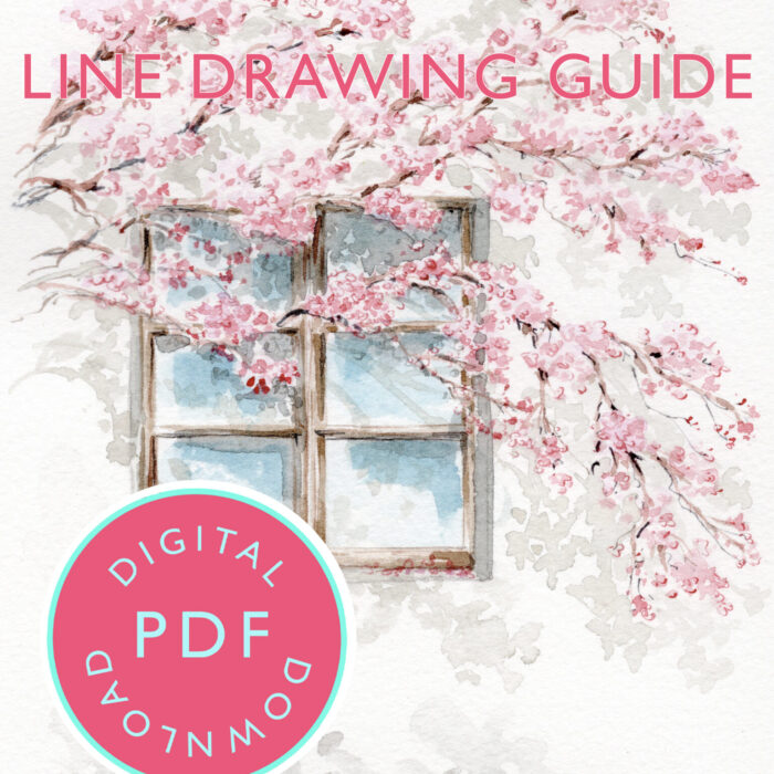 Cherry Blossom Youtube 2nd April Tutorial Line Drawing Guide (Digital Download)