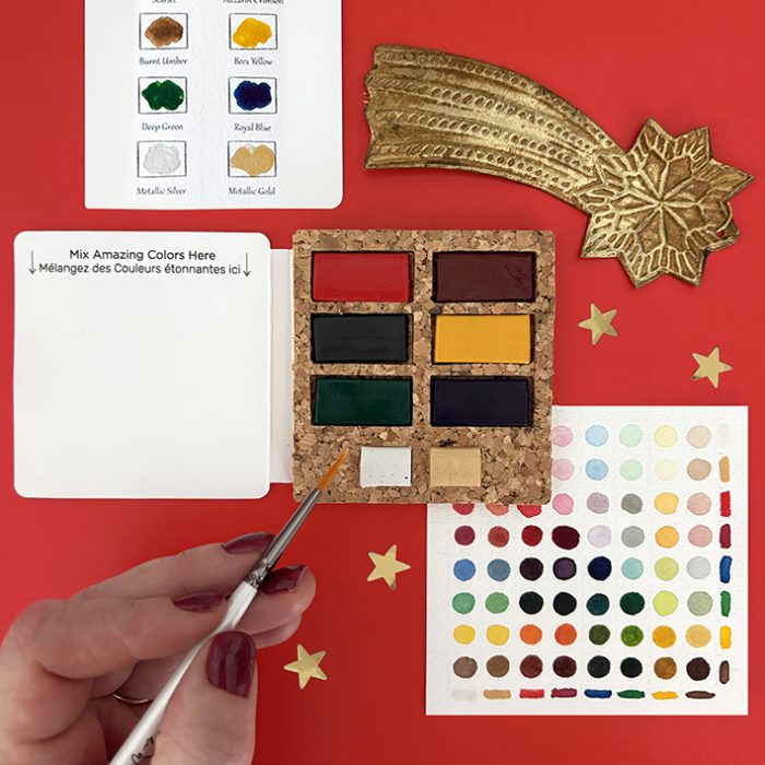 Limited Edition 8-Pan Winter Watercolour Travel Set - Viviva Colours x de Winton Paper Co | 2026 Christmas Watercolor | Metallic Watercolour