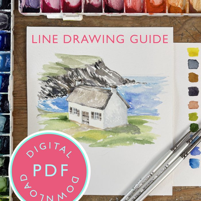 Coastal Cottage line drawing Youtube 25th June Tutorial Line Drawing Guide (Digital Download)