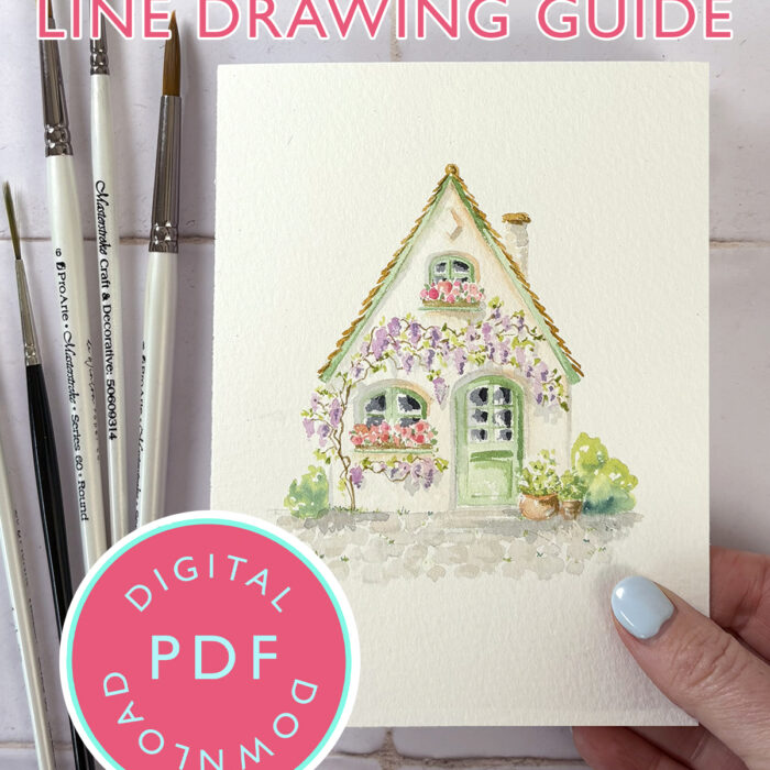 Spring Cottage Youtube 5th March Tutorial Line Drawing Guide (Digital Download)