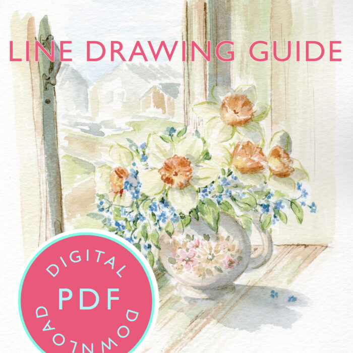 Spring Daffodil Still Life Youtube 30th April Tutorial Line Drawing Guide (Digital Download)