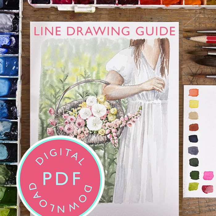 Flower Basket line drawing Youtube 1st September Tutorial Line Drawing Guide (Digital Download)