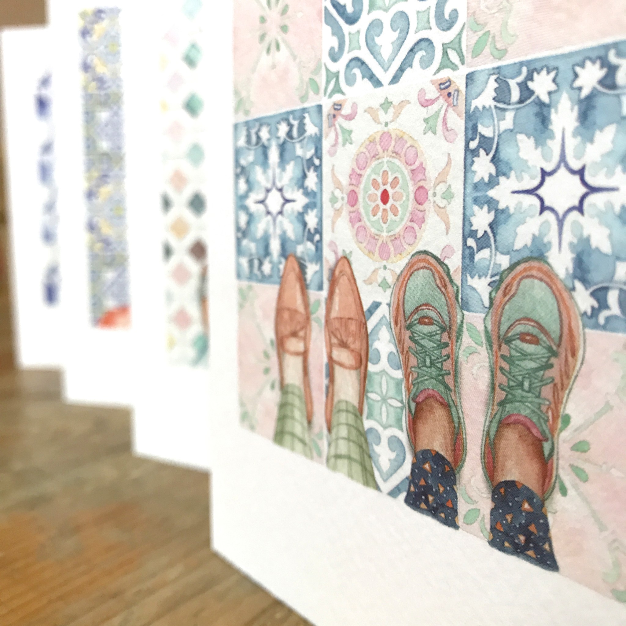 shoes and trainers, tiled card, any occasion card, just because greetings card,
