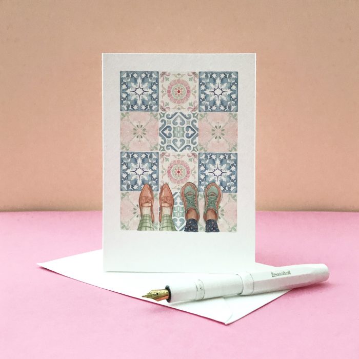 hand painted multipack cards of 2, watercolour pair of cards, hand painted pair of 2 greetings cards, a6 multipack cards
