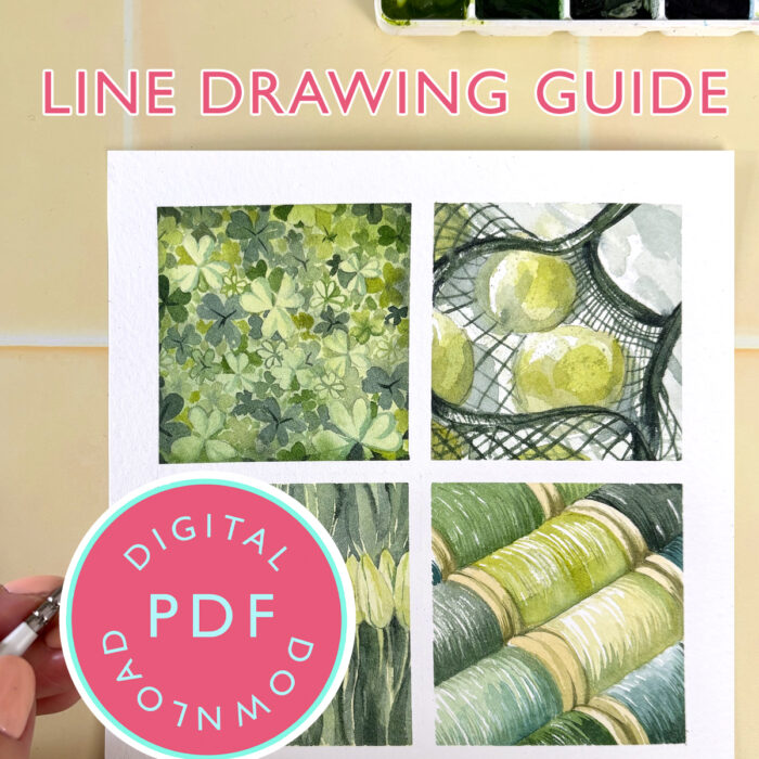 Green Study Youtube 19th March Tutorial Line Drawing Guide (Digital Download)