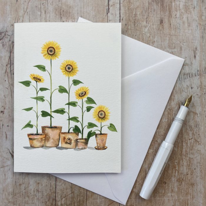 how to paint sunflowers greetings card