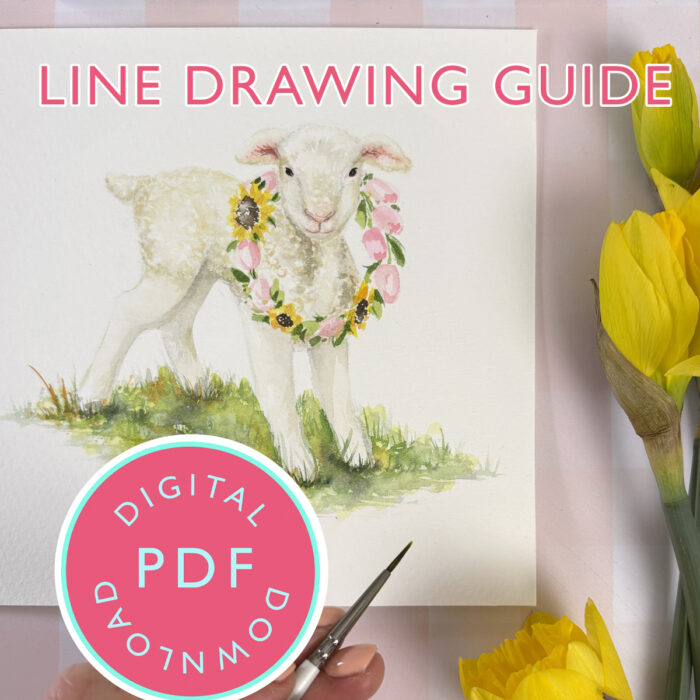 Spring Lamb Youtube 17th March Tutorial Line Drawing Guide (Digital Download)