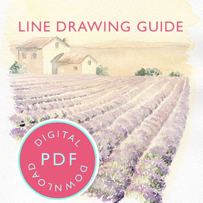 Lavender Field line drawing Youtube 14th July Tutorial Line Drawing Guide (Digital Download)
