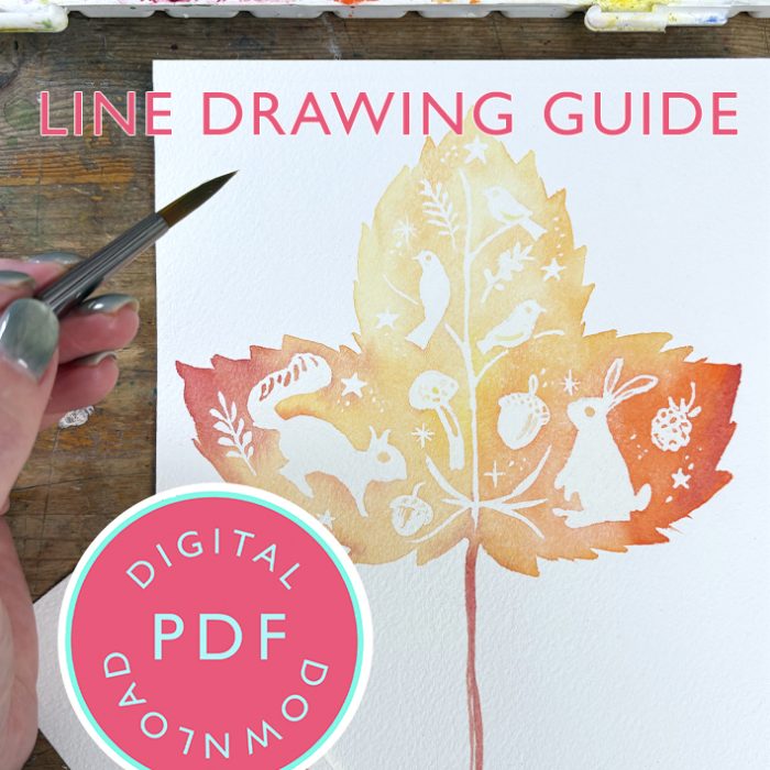 Magic Autumn Leaf line drawing 13th October Youtube  Tutorial Line Drawing Guide (Digital Download)