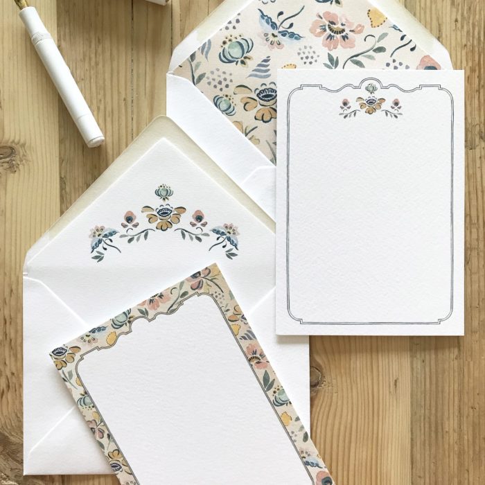 Watercolour Floral border Note Cards, Spanish watercolour cards, spanish inspired, watercolour note cards, floral note cards uk