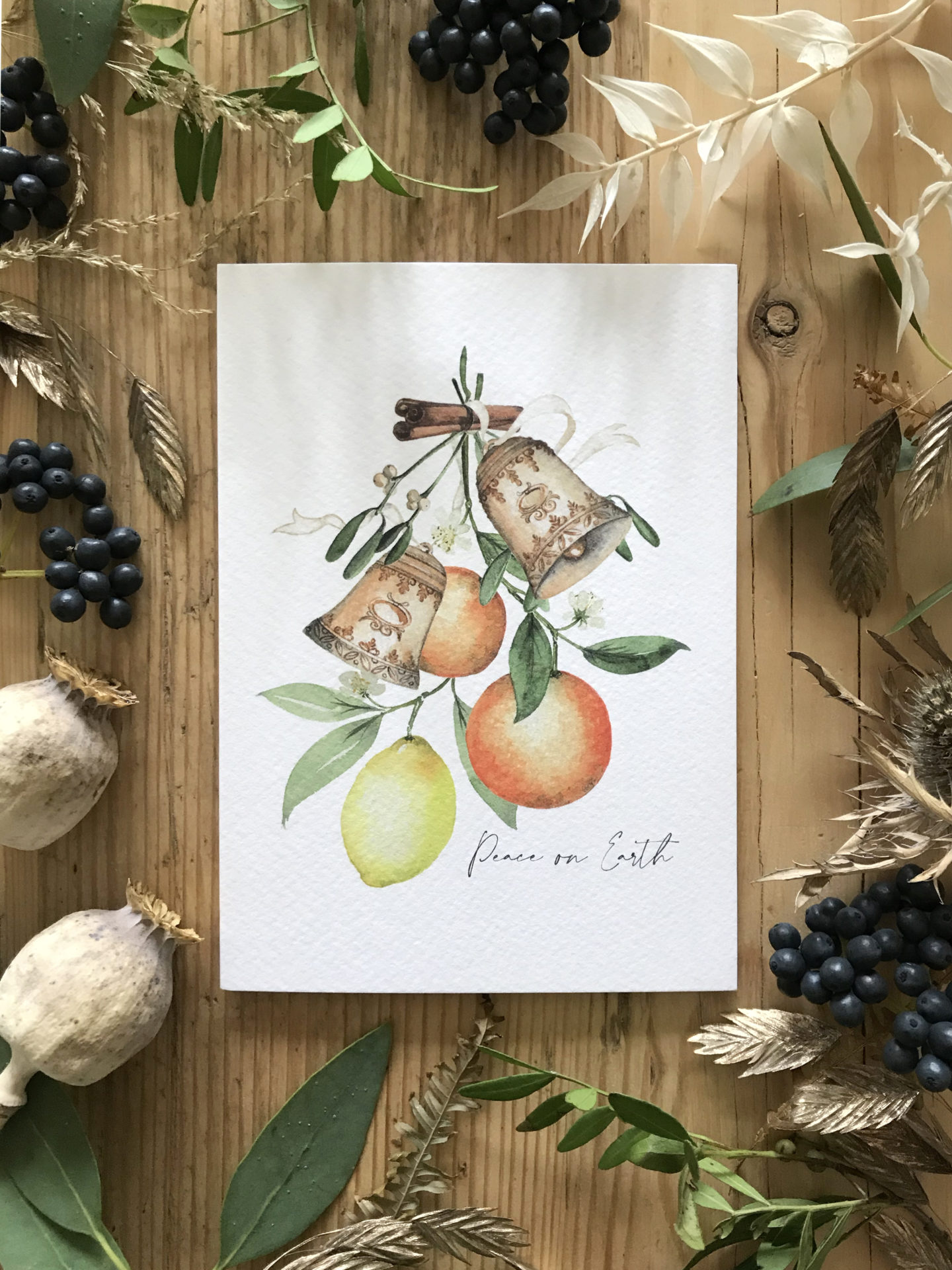 Peace On Earth Botanical Christmas Card