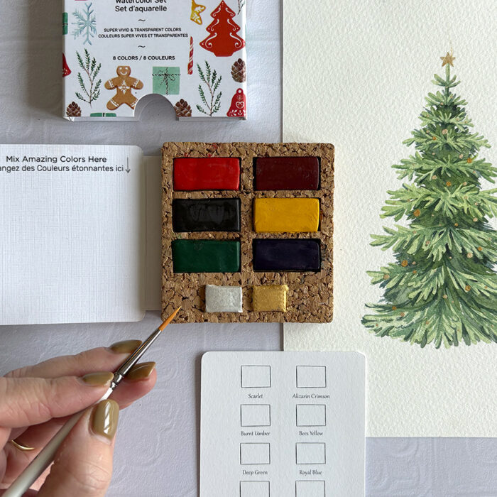 Limited Edition 8-Pan Winter Watercolour Travel Set - Viviva Colours x de Winton Paper Co | Christmas Watercolor Set | Metallic Watercolour