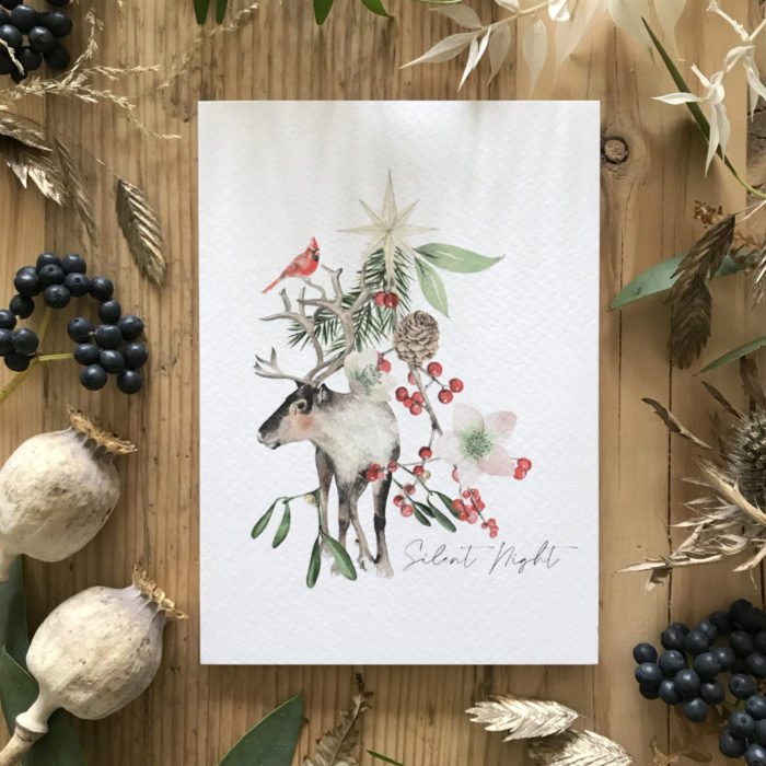 Silent Night Botanical Christmas Cards