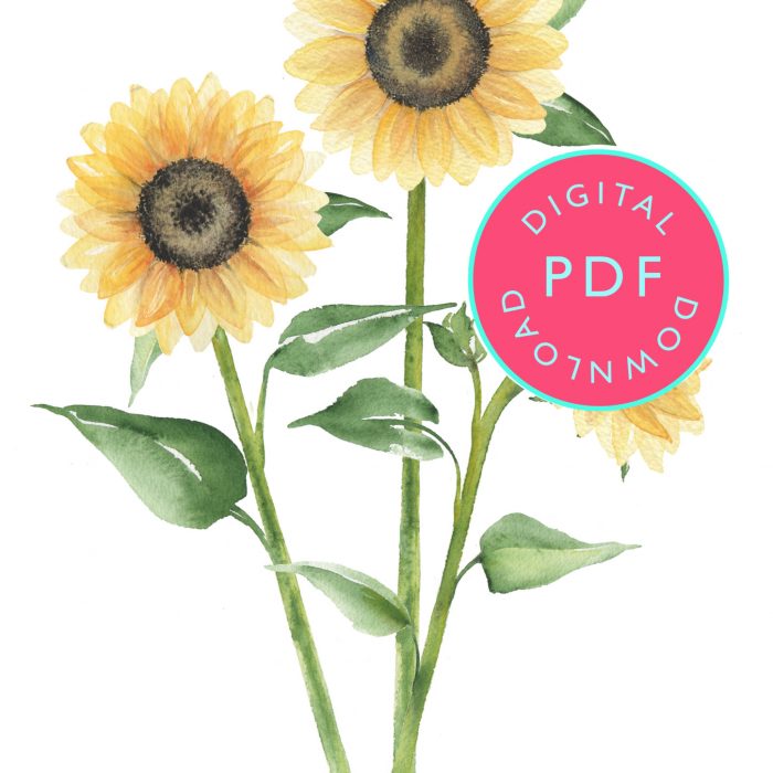 Watercolour Sunflower Tutorial PDF, sunflower tutorial, learn to paint sunflowers, watercolour sunflowers, digital download, watercolour tutorial, pdf download, floral watercolour tutorial