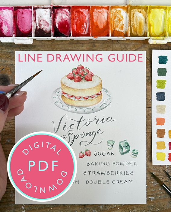 Victoria Sponge line drawing Youtube 11th June Tutorial Line Drawing Guide (Digital Download)